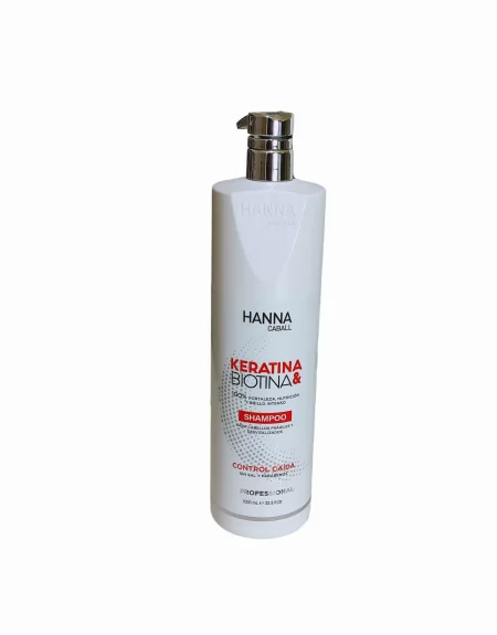 Shampoo Keratina y Biotina Hanna Caball 1000ml fortalecedor capilar libre de sal y parabenos