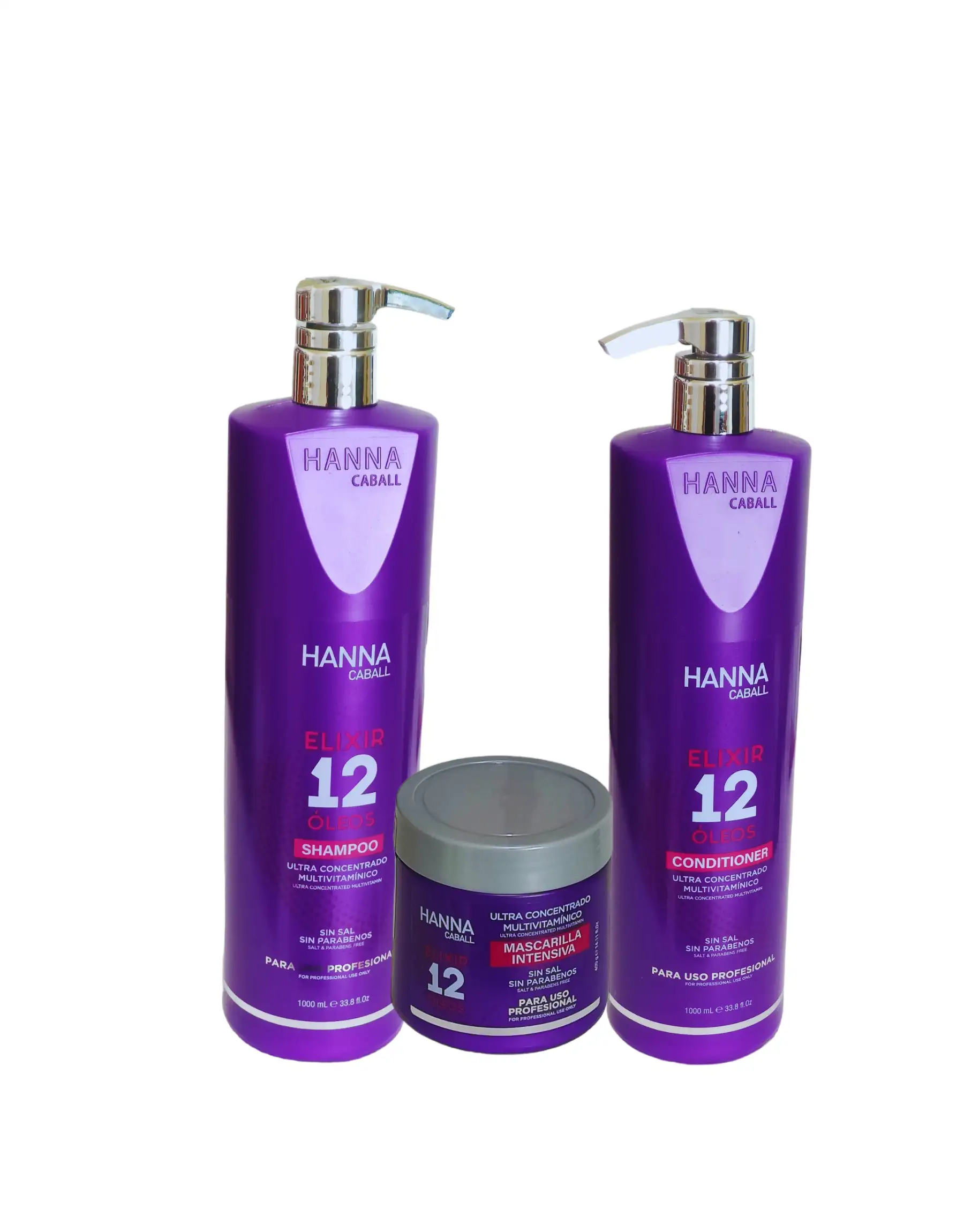pack de shampoo acondicionador y mascarilla 12 oleos