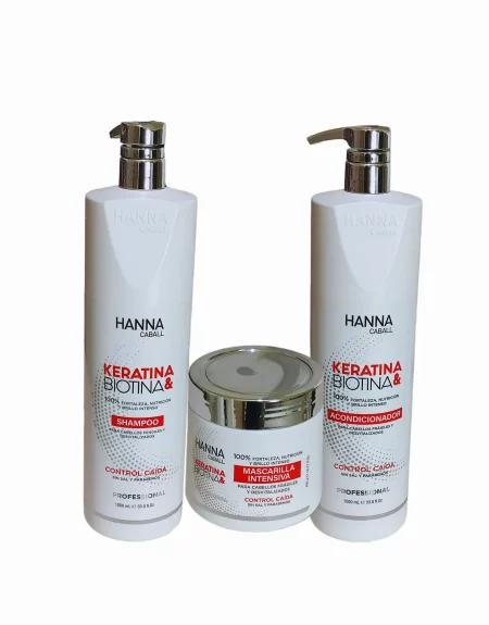 Pack Shampoo + Acondicionador 1L+ Mascarilla 400g Keratina Biotina Hanna Caball
