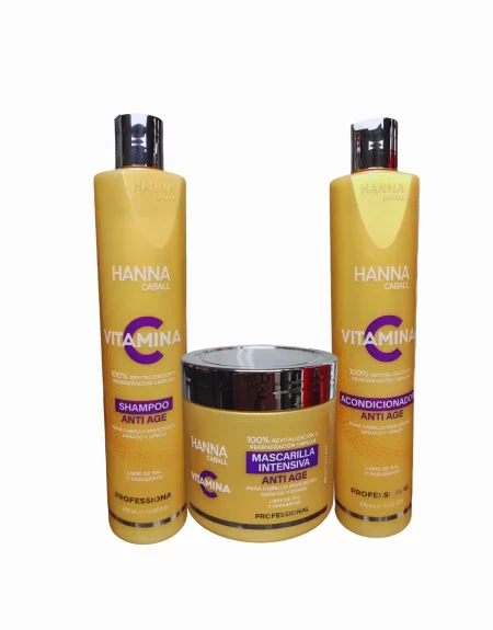 Shampoo + Acondicionador 400ml + Mascarilla 400g Vitamina Hanna Caball