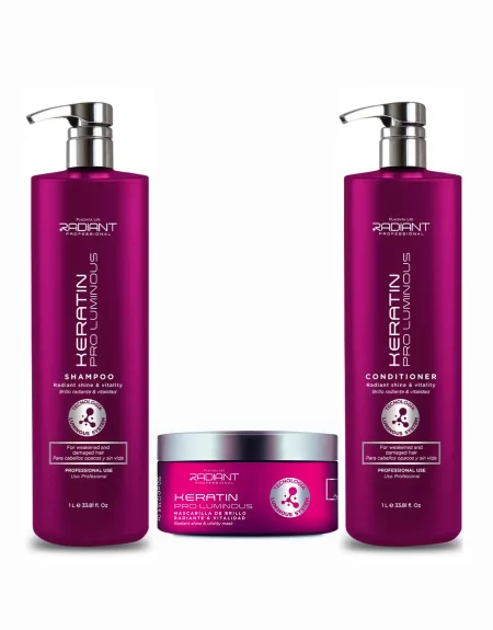 Pack Shampoo y Acondicionador 1L + Mascarilla 350gr Keratin Pro Luminous Radiant