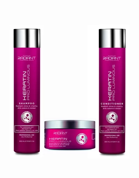 Pack de Shampoo y Acondicionador 300ml + Mascarilla 350gr Keratin Pro Luminous Radiant